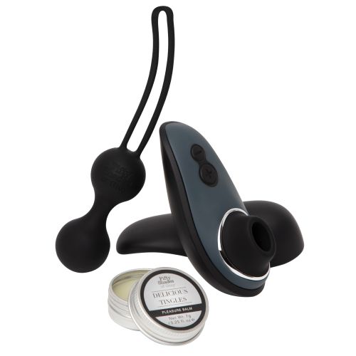 Desire Blooms Gift Set Black/Grey​ Womanizer Liberty, Kegel balls und Lustbalsam
