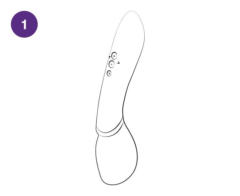 Turn on and use the + and - buttons to select from 10 intensity levels.